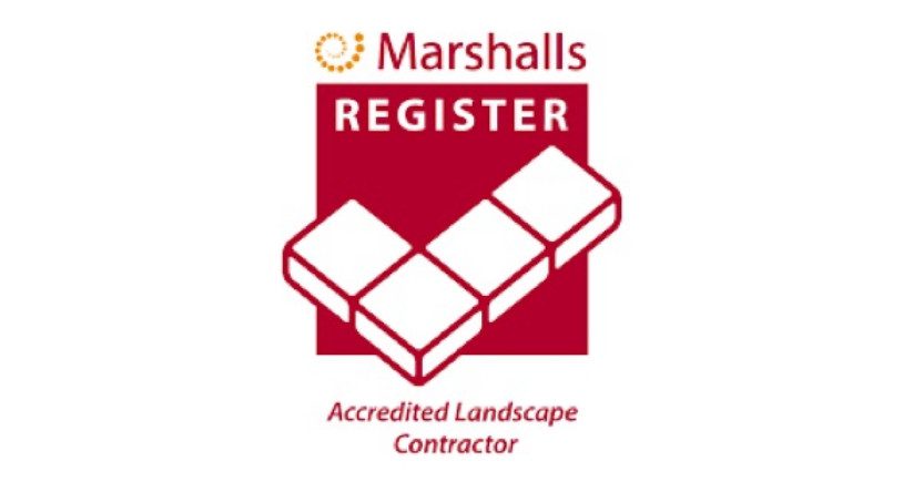 Brand logo for Marshalls Register, "accredited landscape contractor".