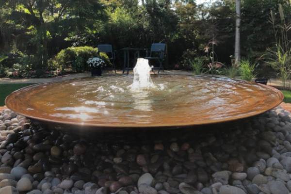 Close up of a circular water feature.